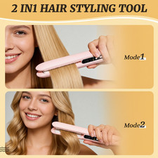 2 in 1 Cordless Hair Straightener Curler Portable Flat Iron 3 Temperature Travel