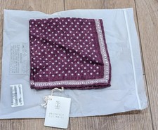  270 Mens BRUNELLO CUCINELLl Geometric Silk Pocket Square Purple