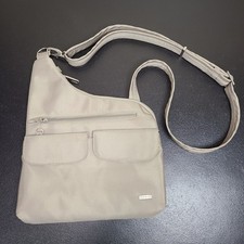 Travelon Taupe Crossbody Travel Shoulder Bag RFID Anti-Theft Protection EUC