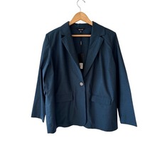 Misook NWT Wool Cotton Blazer Navy Blue XL 428