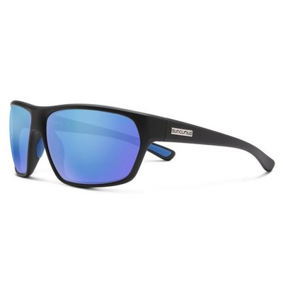 Suncloud Boone Sunglasses, Matte Black Frame, Polarized Blue Mirror Lens