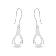 925 Sterling Silver Penguin Cute Animal Drop Jewelry Gift Dangle Earrings