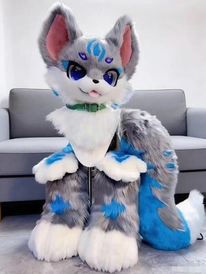 Fursuit Long Fur Husky Fox Mascot Head Party Halloween Fur Cosplay-Promotion
