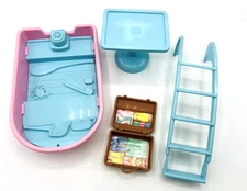 Vintage 1998 Fisher Price Loving Family Vacation Camper Ladder Boat Suitcase Lot