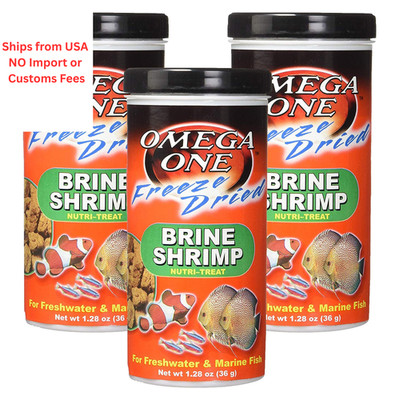 Omega One (3 Pack Freeze Dried Brine Shrimp 1.28 Oz Ounce (Pack of 3) 