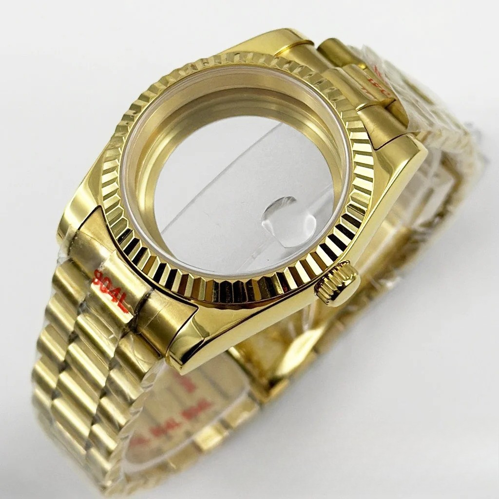 Gold Fluted Curved 36MM/40MM Watch Case Stainless Presidential Bracelet  Glass