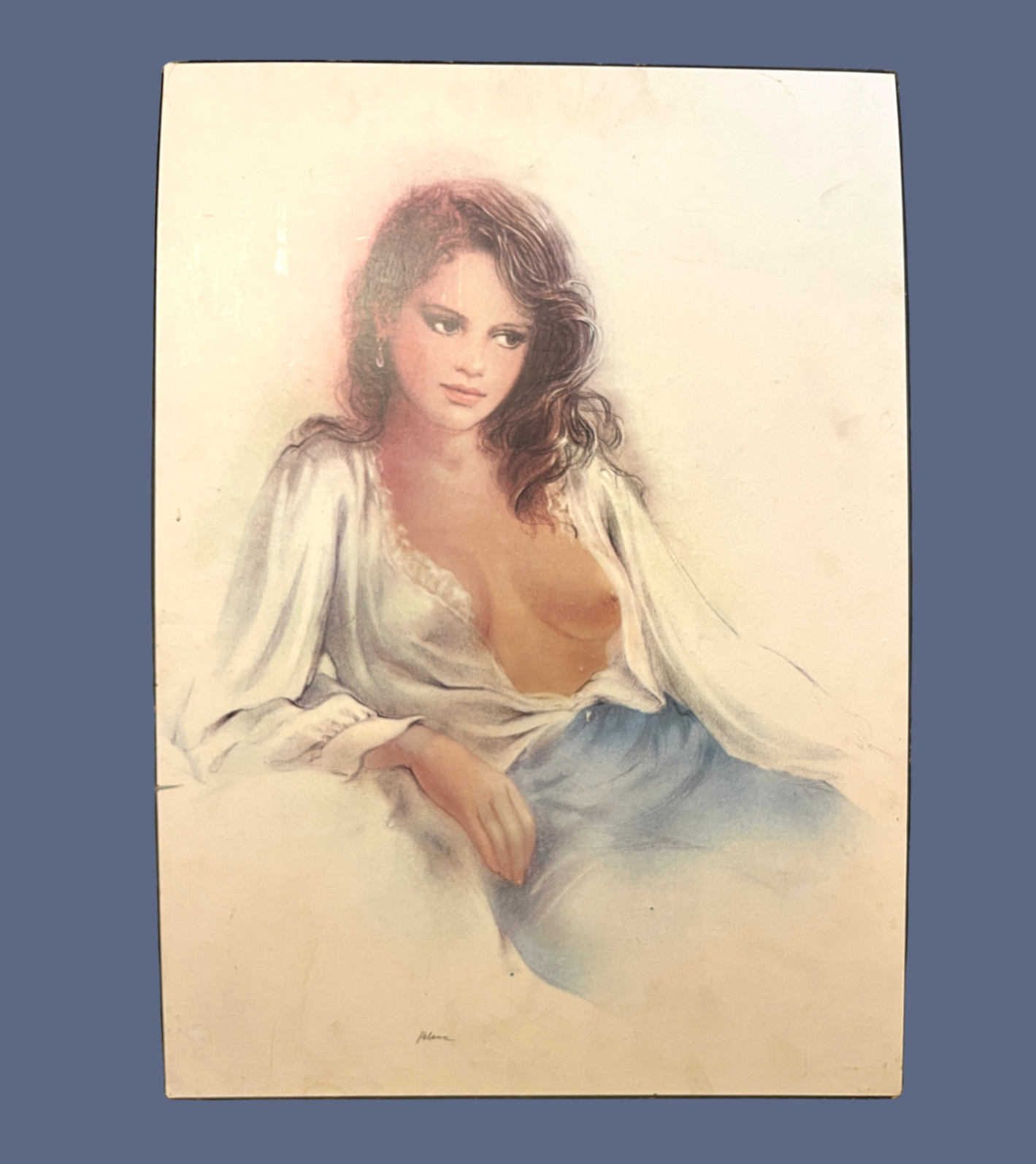 Vintage Nude Female Portrait Print On Board Erotic Wall Art Large 70cm Retro Fig image 9