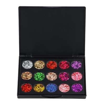 15 Farben Glitzer Lidschatten Palette, Metallic Sequined Eye Shadow,