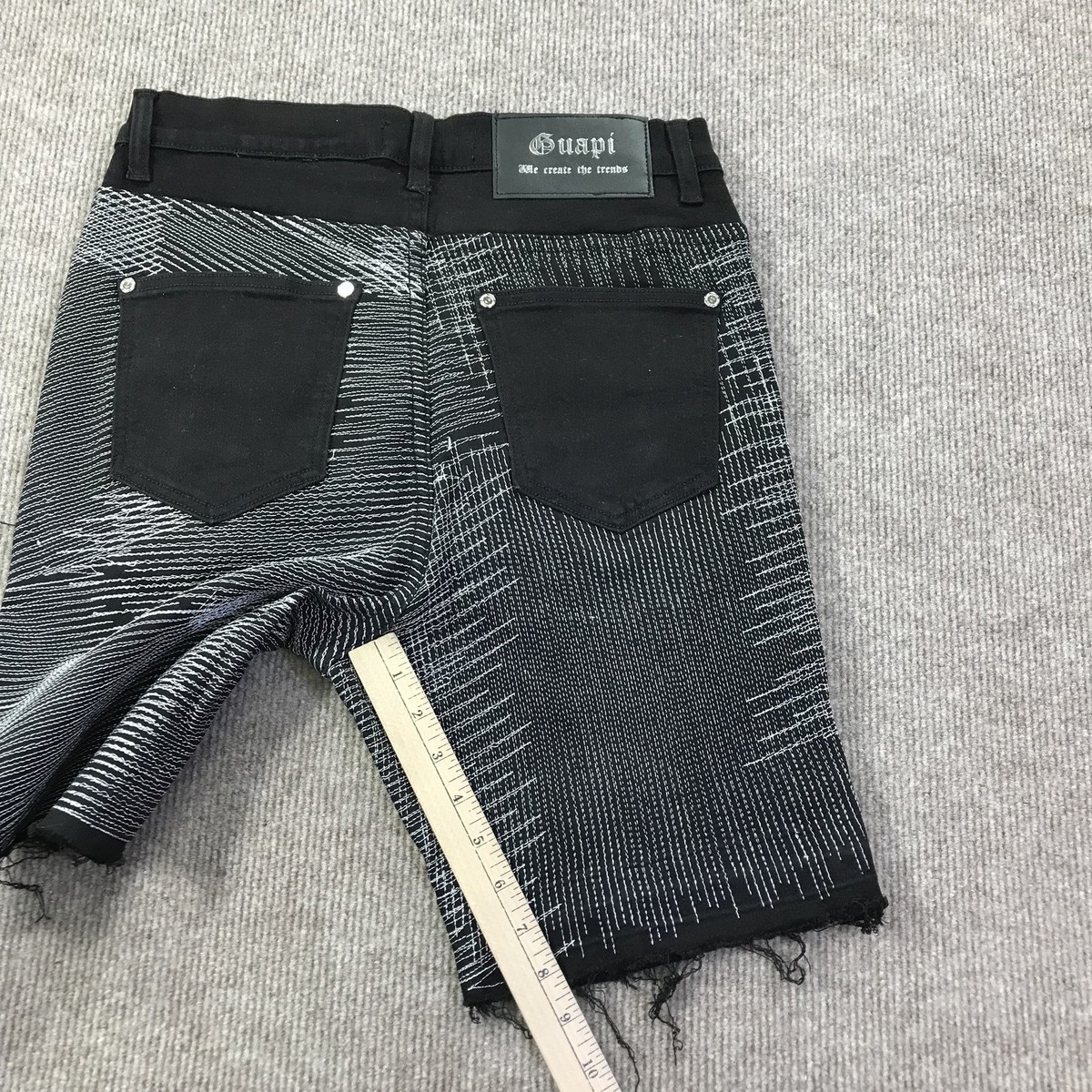 Guapi Shorts Mens 30 Black White Distressed Denim Limited Edition