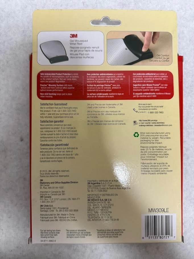 3M MW309LE Gel Mousepad Wrist Rest Gray/Black - Image 2 of 2