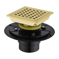 Orhemus 4 Inch Square Shower Drain with Adjustable Shower Drain Base Flange, ...