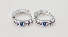 925 Sterling Silver Tiny Colorful Hoop Earrings .51  D