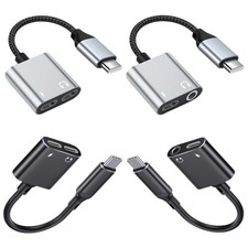 Aluminum Alloy USB C To 3.5mm Headphone Converter 2 in 1 Adapter Cable Cord