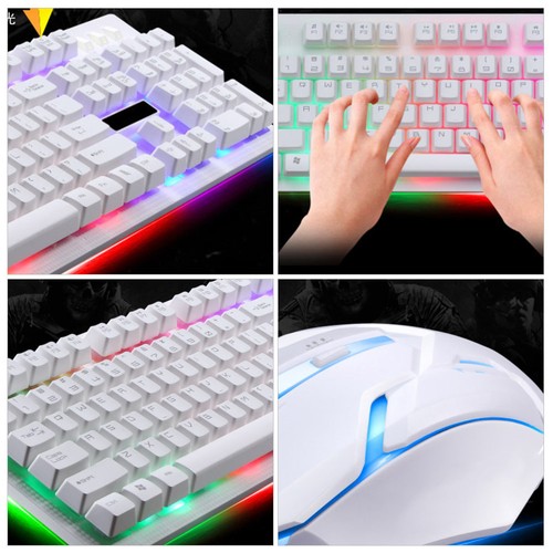 1 Set Tastiera tattile meccanica cablata Mouse Set tastiera mouse USB luminoso - Zdjęcie 7 z 12
