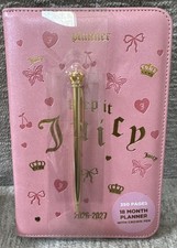 Juicy Couture 2026-2027 18 Month Weekly Planner Pink Zip Organizer w/ Crown Pen