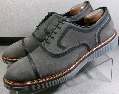 NP#63261 MSi60 MEN SHOE SIZE 9 M GRAY SUEDE MADE IN ITALY BY JOHNSTON & MURPHY