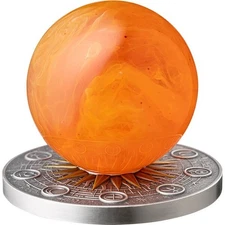 2025 Ghana Sun Solar System 2 oz Antique finish Silver Coin