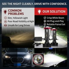 2pcs H4 Led Projector Lens 72w Super Highlow Beam Car Headlight 6500k 90000lm 2pcs H4 Led Projector Lens 72w Super Highlow Beam Car Headlight 6500k 90000lm