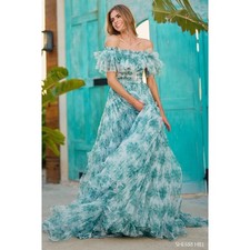 NWT Sherri Hill 56128 Off Shoulder Floral Corset Gown Size 0 $998