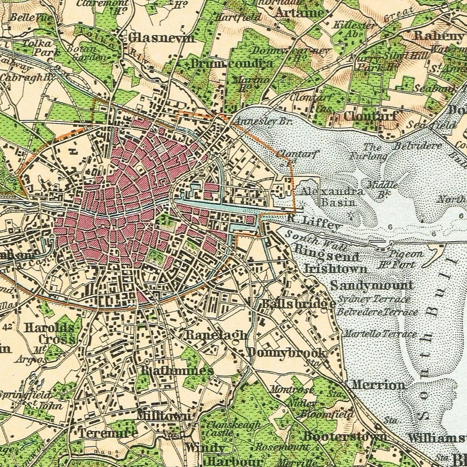 ИРЛАНДИЯ ИРЛАНДИЯ 1905 Оригинальная БОЛЬШАЯ карта Соединенное Королевство Éire Airlann - Изображение 2 из 4