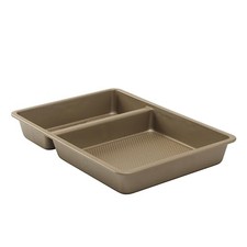 GoodCook Bronze 9” X 13” Nonstick Divided Oblong Pan – 2-in-1 Texture