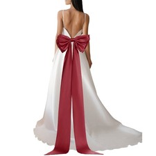 Satin Big Bow for Wedding Dresses, Long Detachable Satin Bow 59" Burgundy