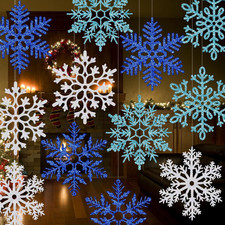 12 Pcs 15.8'' Large Snowflake Decorations   Giant Hanging Snowflakes, Plastic Sn