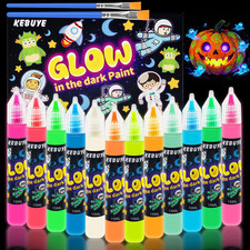 Glow in the Dark Acrylic Paint - Set of 12 Colors, Uv Reactive Blacklight Paints