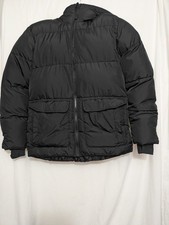 All in Motion Kids Puffer Jacket Black Hooded Water Wind Resistant Size L