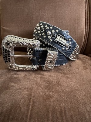 Купить bb simon swarovski crystal silver leather belt 36 xxl  display picture 2