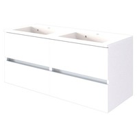 Badezimmer Doppel Waschtisch M. Unterschrank 120Cm Weiß Waschbecken BadmöBel Set