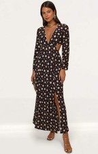 RIXO Womens Printed Floral Print Midi Dress V-Neck Lined RRP £285