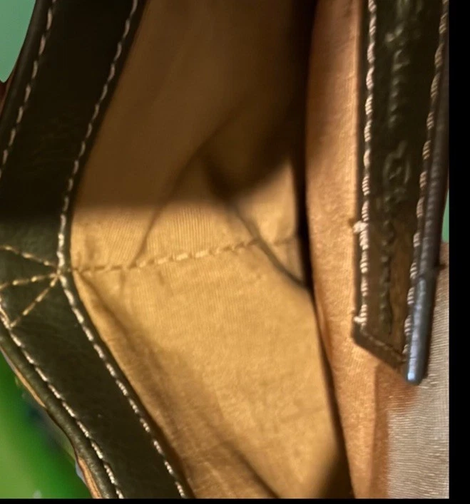 Bolso Sophia Caperelli Signature vintage de lona y cuero verde con ribete de gamuza Foto 4 de 4