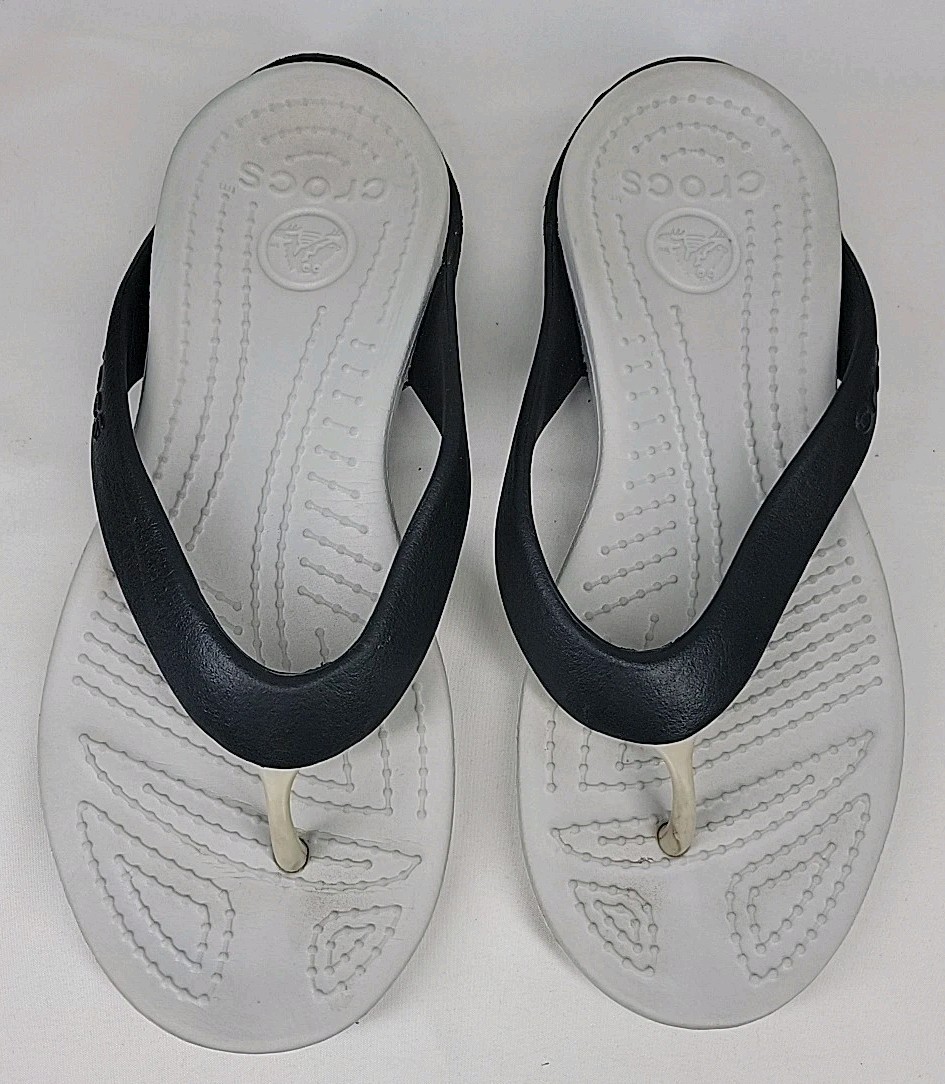 Crocs Women's Ithaca Wedge Summer Beach Casual Sandals Size 6 Black/Beige