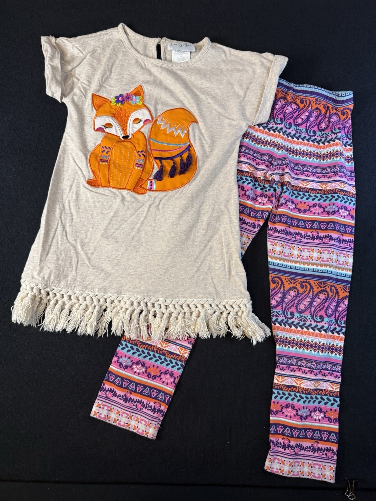 Emily Rose Girls 2 Pc Legging Set Fox Design Size 7.