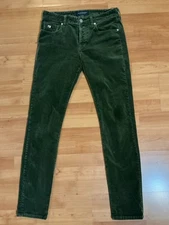 Scotch & Soda Ralston Mens Corduroy Pants W28 Green Slim Straight Button Fly