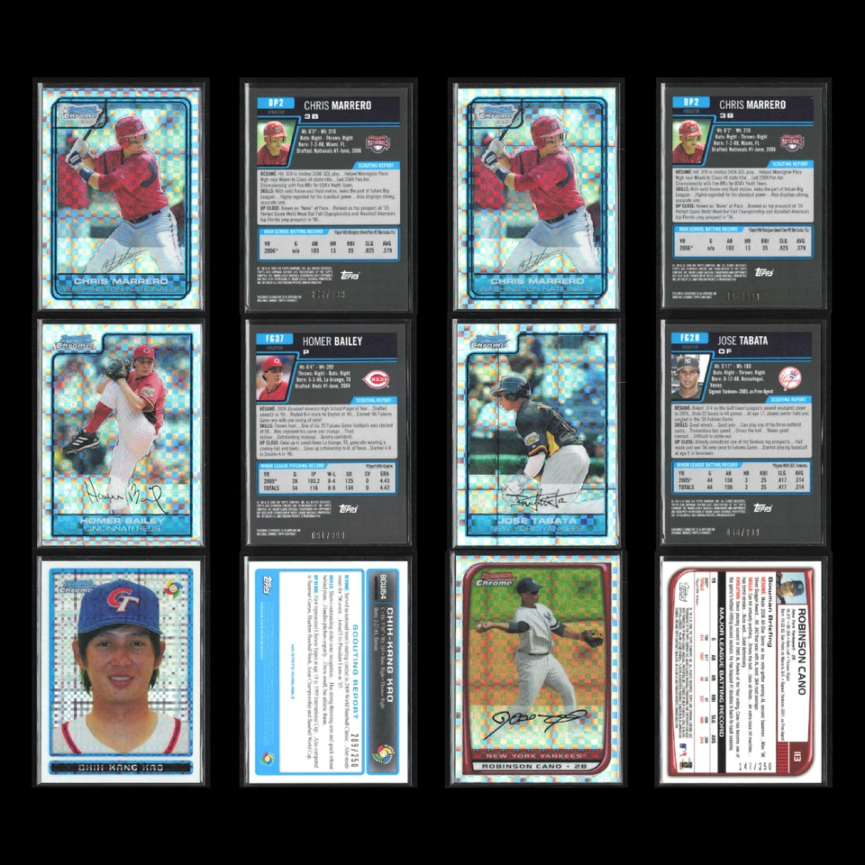 Lote de 50 tarjetas de béisbol Bowman cromadas X-Fractor #'d distribuidor a granel al por mayor surtidas Foto 4 de 4