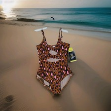 Art Class Girls Leopard Print One Piece Swimsuit Size M-8