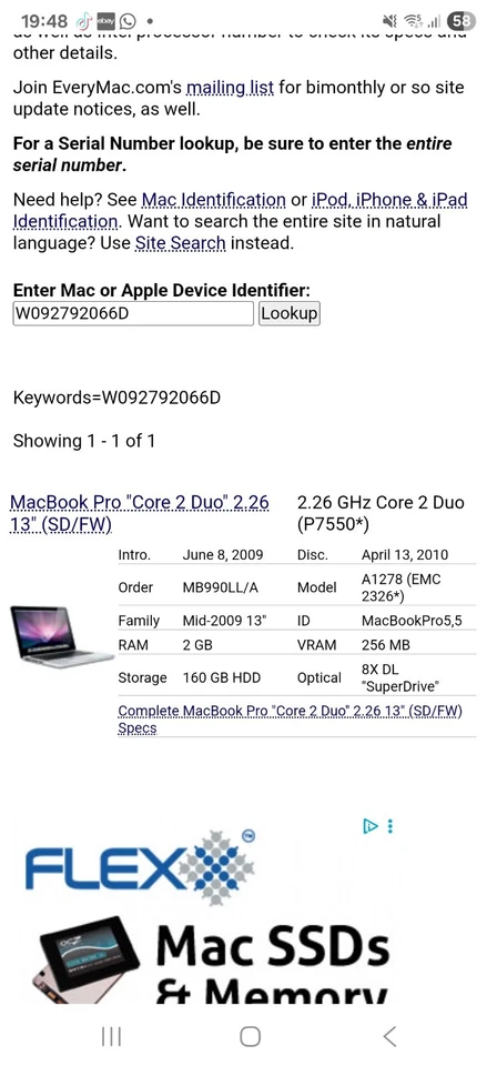 Macbook Pro A1278,  Core Duo , 13.3" , NO OS , 120Gb SSD, 4Gb, SPARE OR REPAIR - Image 3 of 4