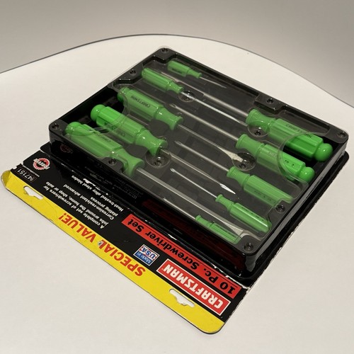 Craftsman Hi Viz Neon Green 10pc Screwdriver Set 47151 Pratt Read USA - Picture 3 of 10