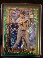 2025 Topps Holiday - Christian Yelich - Chrome Green Sparkle /99 
