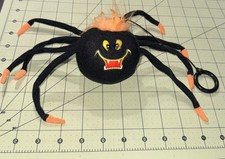 Vintage Russ Plush Spider Halloween black and orange Stretchy Cord
