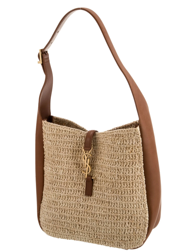 Yves Saint Laurant Le 5 a 7 Raffia Small MINT NEW Style ID 823812GAAEZ2791