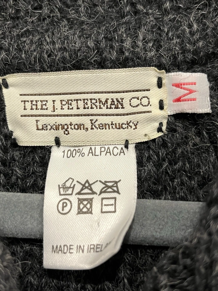 Cárdigan Suéter Vintage J Peterman Para Mujer Largo 100% Alpaca Gris Oscuro Talla M Foto 3 de 4
