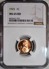 NGC MS-65 RD 1925-P Lincoln Cent, Cartwheeling, Full-Red Gem!