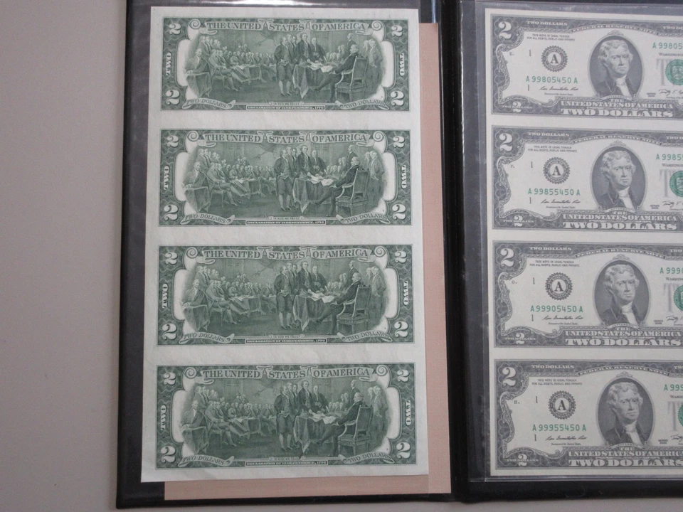 2 UNCUT SHEET OF 4 $2 1976 MINNEAPOLIS AND BOSTON 2009 FRN FEDERAL RESERVE NOTES - Image 4 of 4