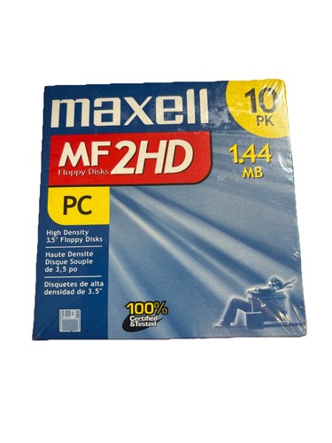 Maxell MF2HD High Density 3.5” Floppy Disks 1.44 MB - 10 Pk -Vintage HTF