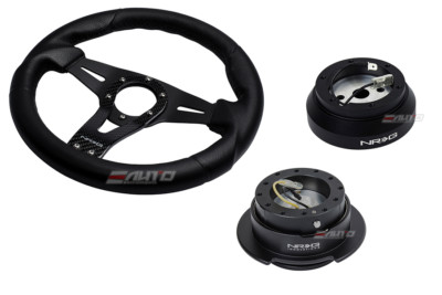 NRG 320mm Sniper Leather Steering Wheel BK St CF S 140H Hub Gen2.5 Black Release