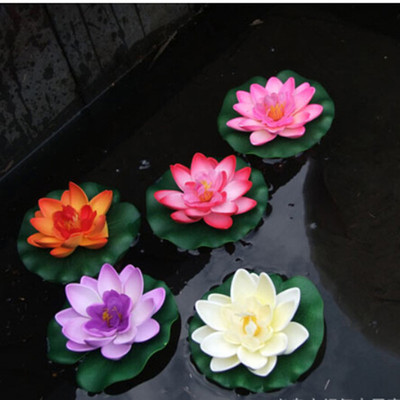 Artificial Floating Lotus Water Lily Aquarium Fish Tank Decor Ornam-lk