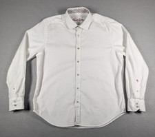 Robert Graham Shirt Mens Size XL White Classic Fit Jacquard Flip Cuff Abstract